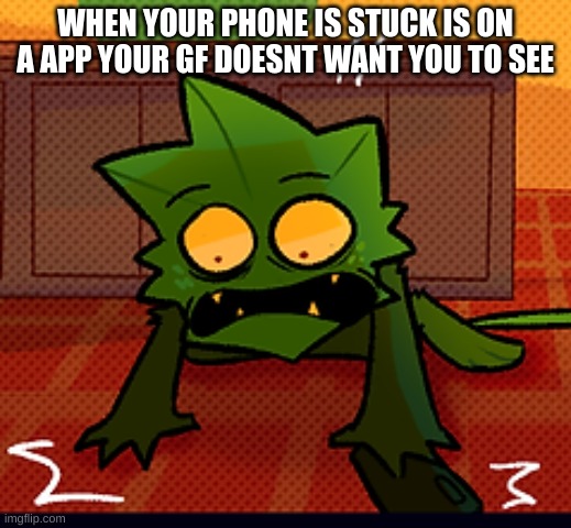 WHEN YOUR PHONE IS STUCK IS ON A APP YOUR GF DOESNT WANT YOU TO SEE | image tagged in memes | made w/ Imgflip meme maker