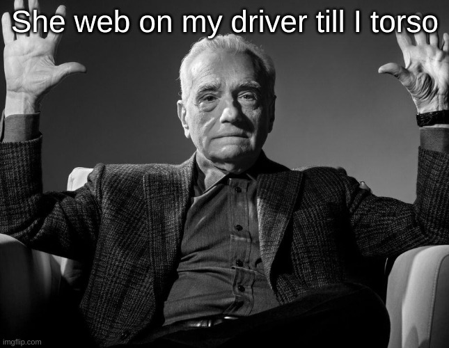 Absolute Cinema | She web on my driver till I torso | image tagged in absolute cinema | made w/ Imgflip meme maker