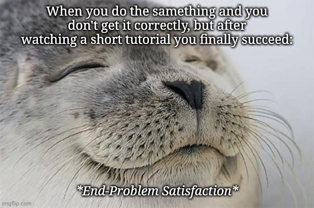 Definition of Pure Bliss | When you do the samething and you don't get it correctly, but after watching a short tutorial you finally succeed:; *End-Problem Satisfaction* | image tagged in bliss,pure bliss,satisfaction,problem solved,fun,relatable | made w/ Imgflip meme maker