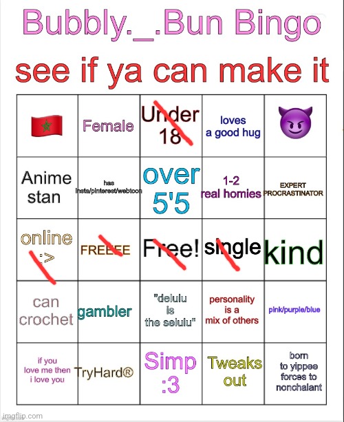 Bubbly._.bun’s bingo | image tagged in bubbly _ bun s bingo | made w/ Imgflip meme maker