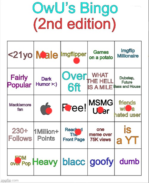 OwU’s bingo | image tagged in owu s bingo | made w/ Imgflip meme maker