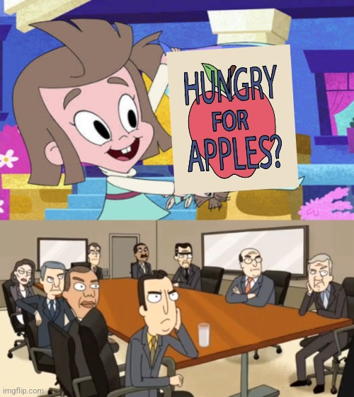 If Lucretia came up with that slogan... | image tagged in hungry for apples harvey girls forever version,harvey girls forever,harvey street kids,hungry for apples,rick and morty | made w/ Imgflip meme maker