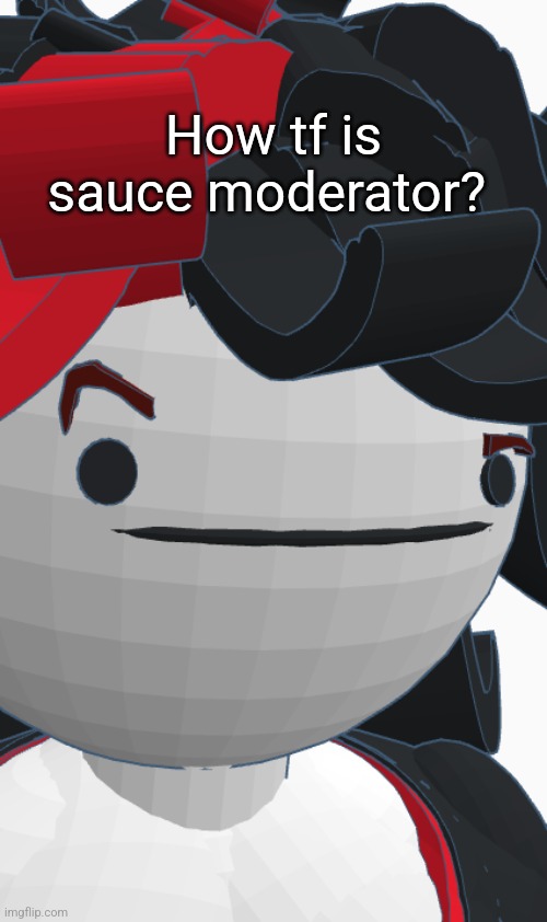 Claire eyebrow raise | How tf is sauce moderator? | image tagged in claire eyebrow raise | made w/ Imgflip meme maker