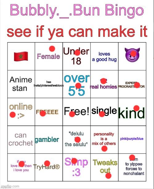 Bubbly._.bun’s bingo | image tagged in bubbly _ bun s bingo | made w/ Imgflip meme maker