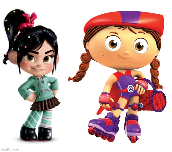 Vanellope von Schweetz and Wonder Red (Tomboys) | image tagged in vanellope von schweetz,little red riding hood,wonder red,super why,wreck it ralph,tomboy | made w/ Imgflip meme maker