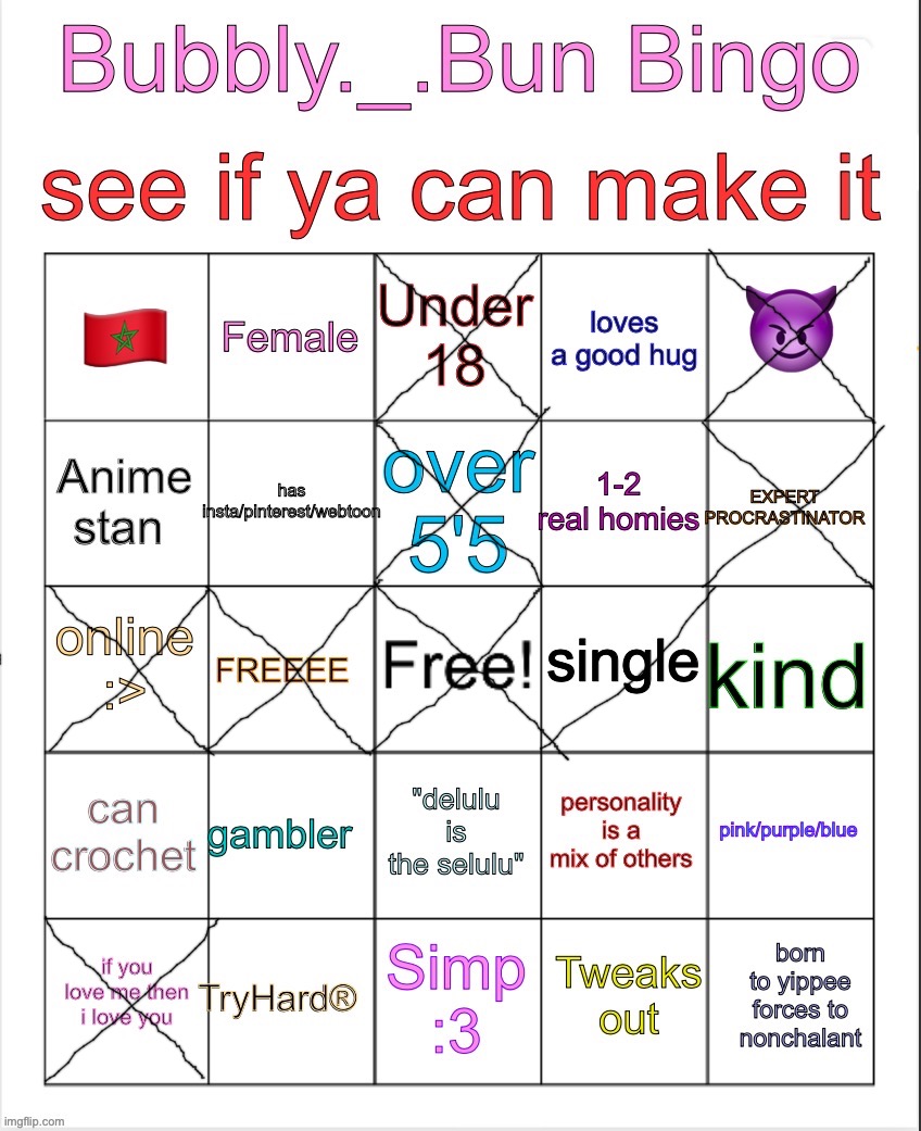 Bubbly._.bun’s bingo | image tagged in bubbly _ bun s bingo | made w/ Imgflip meme maker