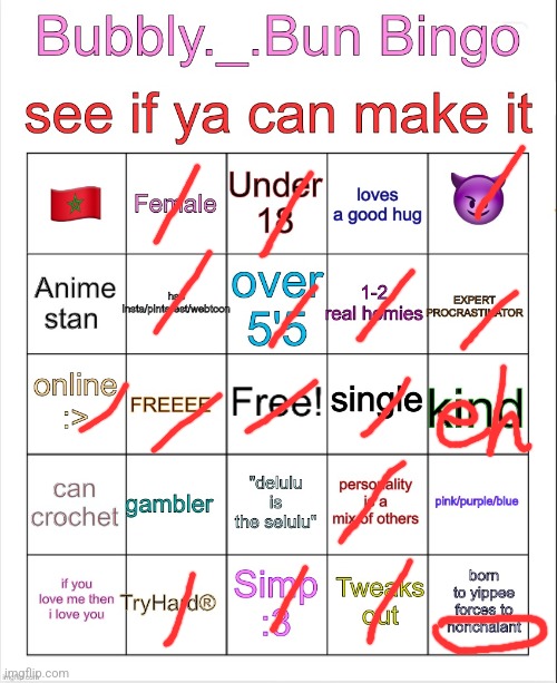 Bubbly._.bun’s bingo | image tagged in bubbly _ bun s bingo | made w/ Imgflip meme maker