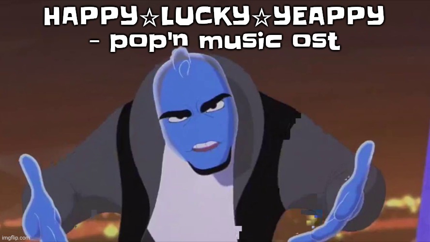 Y'all really misspelled "yipeee" y'all should eat 40 grapefruits for doing that. | HAPPY☆LUCKY☆YEAPPY - pop'n music ost | image tagged in he is holding air | made w/ Imgflip meme maker