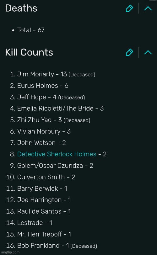 List of deaths and kills in bbc sherlock,wowzers | made w/ Imgflip meme maker