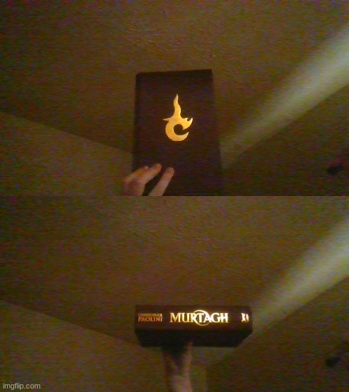 Flaunting off the book I got from Christopher Paolini for sending him a letter. this is the first ever copy. | image tagged in murtagh,eragon,christopher paolini | made w/ Imgflip meme maker