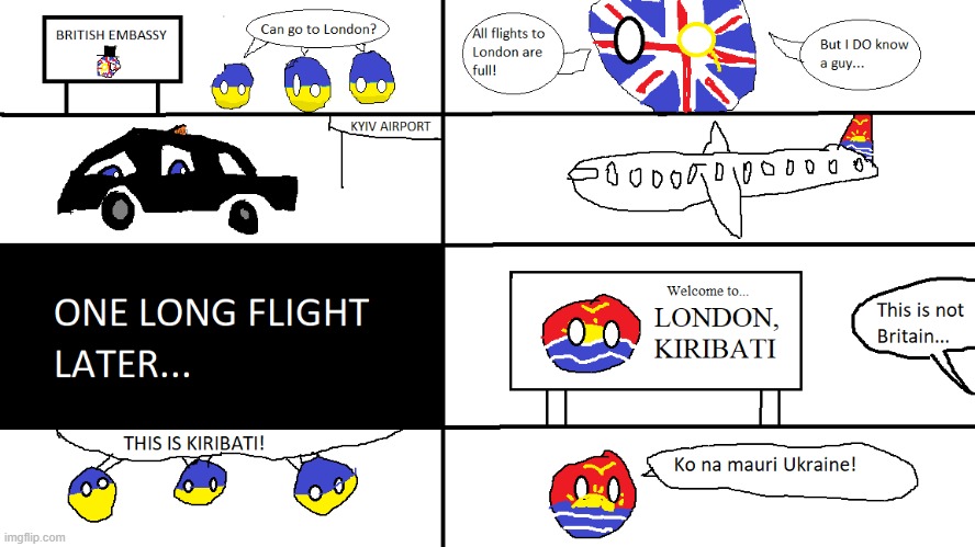 London, Kiribati | image tagged in countryballs | made w/ Imgflip meme maker