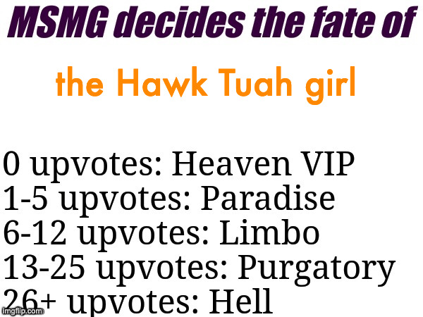 MSMG decides | the Hawk Tuah girl | image tagged in msmg decides | made w/ Imgflip meme maker