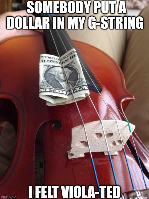 Somebody Put A Dollar In My G-String I Felt Viola-ted | SOMEBODY PUT A DOLLAR IN MY G-STRING; I FELT VIOLA-TED | image tagged in chris joines | made w/ Imgflip meme maker