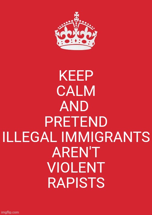 #FreeTommyRobinson | KEEP
CALM
AND 
PRETEND
ILLEGAL IMMIGRANTS
AREN'T
VIOLENT
RAPISTS | image tagged in memes,keep calm and carry on red | made w/ Imgflip meme maker