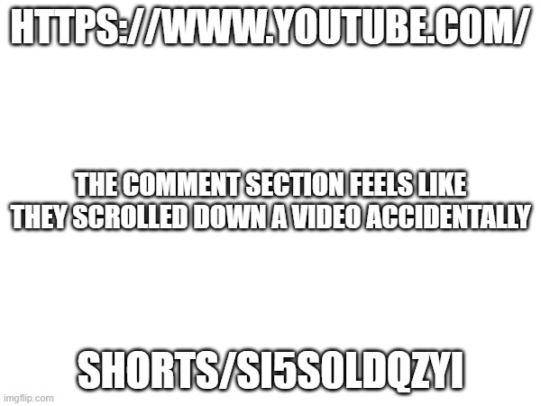 ok? | HTTPS://WWW.YOUTUBE.COM/; THE COMMENT SECTION FEELS LIKE THEY SCROLLED DOWN A VIDEO ACCIDENTALLY; SHORTS/SI5S0LDQZYI | made w/ Imgflip meme maker