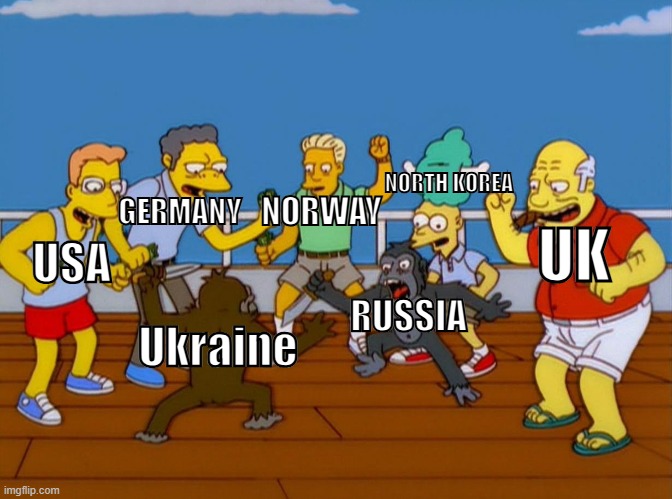 And other countries as well | NORTH KOREA; GERMANY; NORWAY; USA; UK; RUSSIA; Ukraine | made w/ Imgflip meme maker
