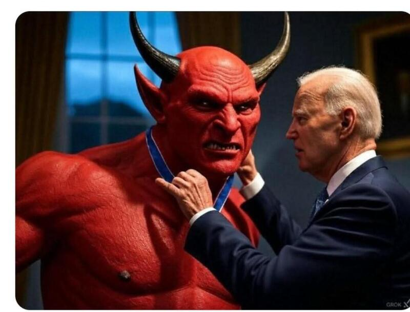 Satan honored by Biden Blank Meme Template