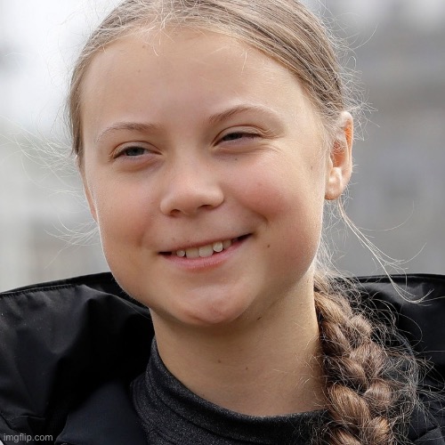 Greta Thunberg smiling | image tagged in greta thunberg smiling | made w/ Imgflip meme maker