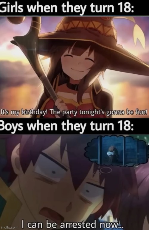 image tagged in konosuba,megumin,kazuma | made w/ Imgflip meme maker