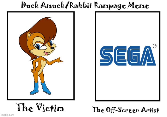 Acorn Amuck (aka The Amucking of Sally Acorn) | image tagged in sally,sally acorn,sega,sonic the hedgehog,duck amuck,memes | made w/ Imgflip meme maker