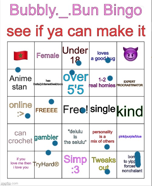 Bubbly._.bun’s bingo | image tagged in bubbly _ bun s bingo | made w/ Imgflip meme maker