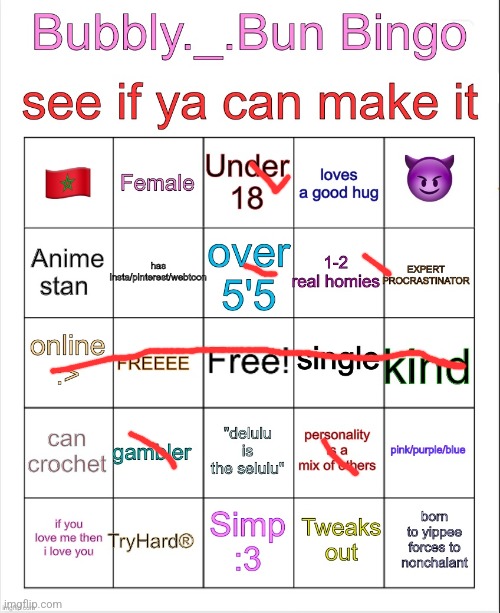 Bubbly._.bun’s bingo | image tagged in bubbly _ bun s bingo | made w/ Imgflip meme maker