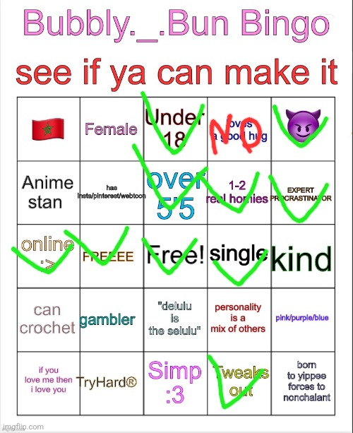 Bubbly._.bun’s bingo | image tagged in bubbly _ bun s bingo | made w/ Imgflip meme maker
