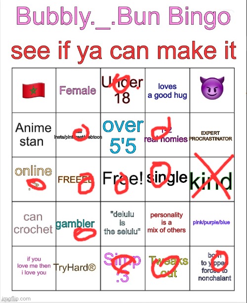 Bubbly._.bun’s bingo | image tagged in bubbly _ bun s bingo | made w/ Imgflip meme maker