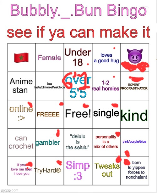 oh | image tagged in bubbly _ bun s bingo | made w/ Imgflip meme maker