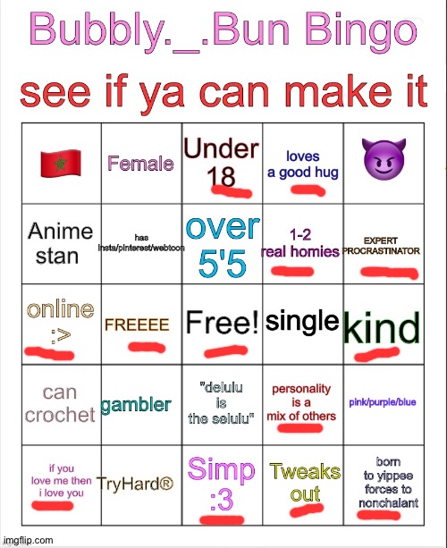 Bubbly._.bun’s bingo | image tagged in bubbly _ bun s bingo | made w/ Imgflip meme maker