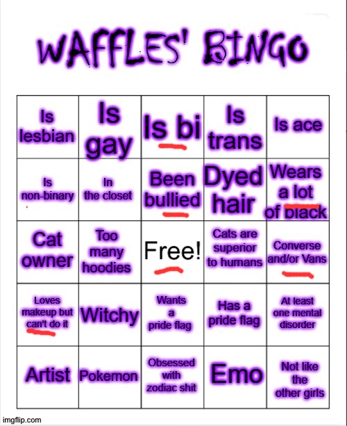 Waffles' Bingo | image tagged in waffles' bingo | made w/ Imgflip meme maker