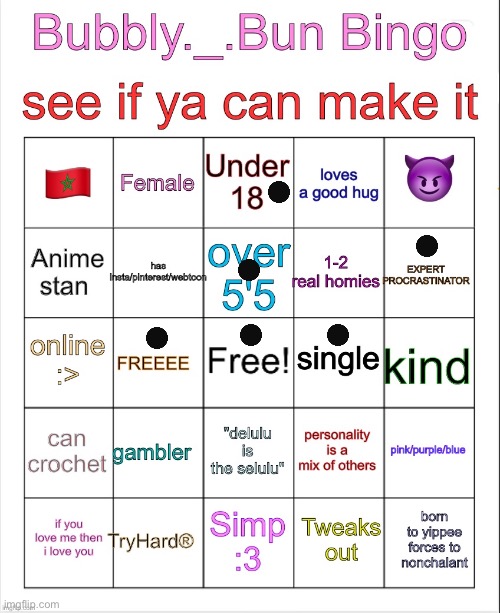 Bubbly._.bun’s bingo | image tagged in bubbly _ bun s bingo | made w/ Imgflip meme maker