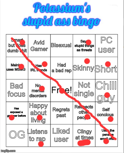 Clingy mf | image tagged in potassium's stupid ass bingo | made w/ Imgflip meme maker