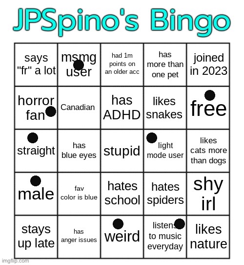 JPSpino's bingo | image tagged in jpspino's bingo | made w/ Imgflip meme maker