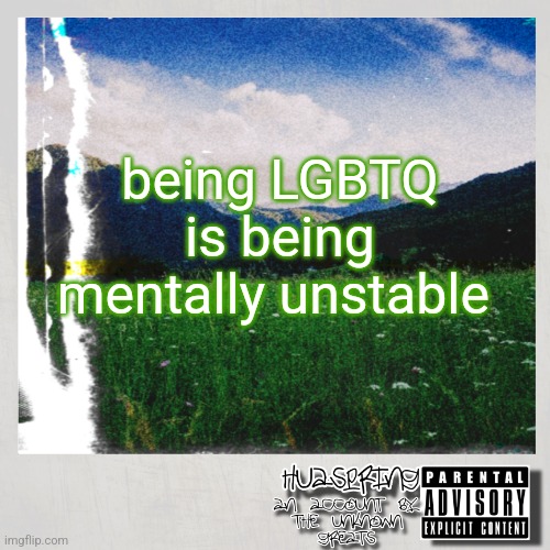 HuaSpring Temp | being LGBTQ is being mentally unstable | image tagged in huaspring temp | made w/ Imgflip meme maker