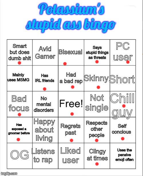 i forgor | image tagged in potassium's stupid ass bingo,memes,meme,funny,bingp,random | made w/ Imgflip meme maker