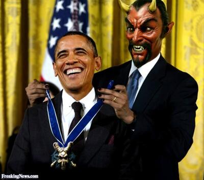 Obama honored by Satan Blank Meme Template
