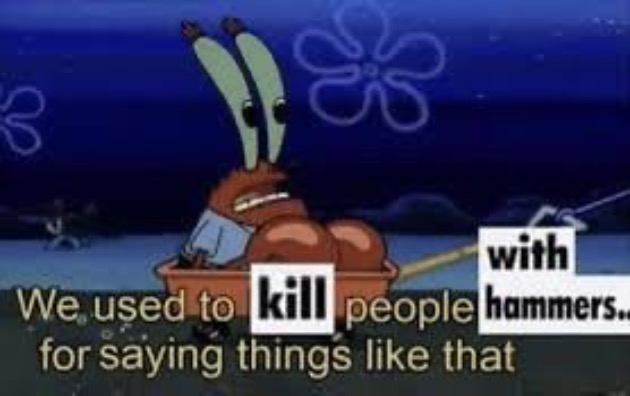 We used to kill people with hammers for saying things like that | image tagged in we used to kill people with hammers for saying things like that | made w/ Imgflip meme maker