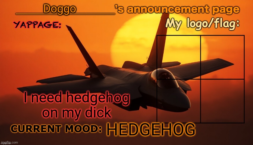 Anyone’s announcement page. | Doggo; I need hedgehog on my dick; HEDGEHOG | image tagged in anyone s announcement page | made w/ Imgflip meme maker