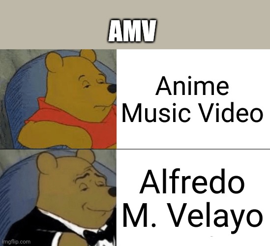 For context: University of Santo Tomas's accounting school is called AMV College of Accountancy | AMV; Anime Music Video; Alfredo M. Velayo | image tagged in memes,tuxedo winnie the pooh,philippines,college,ust | made w/ Imgflip meme maker