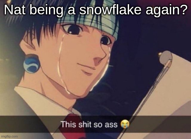 This s**t so ass | Nat being a snowflake again? | image tagged in this s t so ass | made w/ Imgflip meme maker