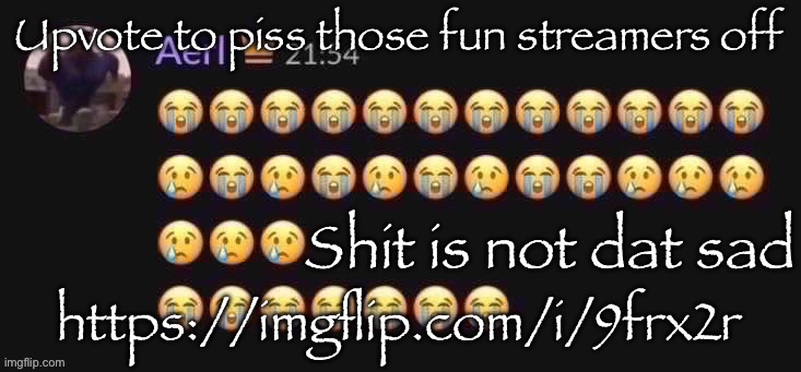 Shit is not dat sad | Upvote to piss those fun streamers off; https://imgflip.com/i/9frx2r | image tagged in shit is not dat sad | made w/ Imgflip meme maker