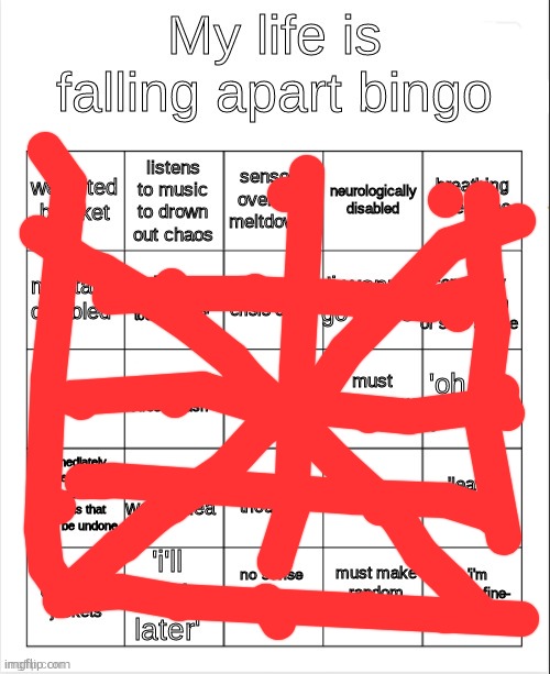 hmmmm | image tagged in my life is falling apart bingo | made w/ Imgflip meme maker