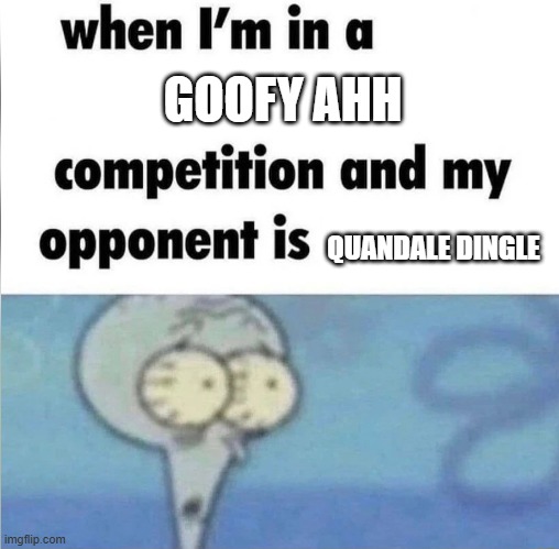 GOOFY AHH MEME | GOOFY AHH; QUANDALE DINGLE | image tagged in whe i'm in a competition and my opponent is | made w/ Imgflip meme maker