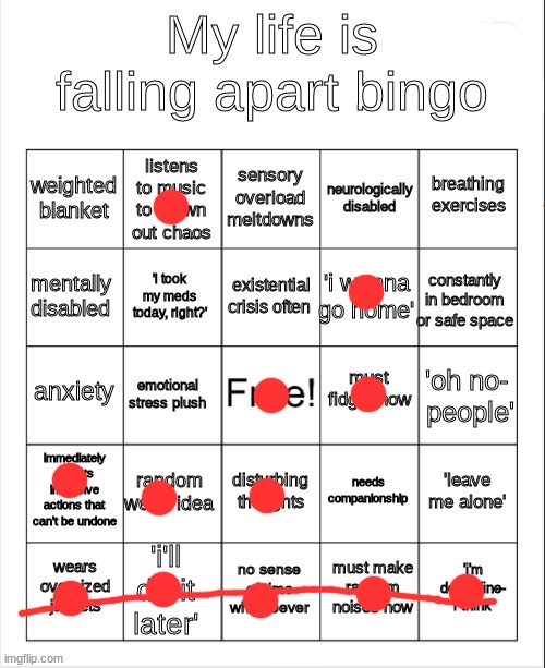 well shit | image tagged in my life is falling apart bingo | made w/ Imgflip meme maker