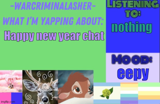 egg | nothing; Happy new year chat; eepy | image tagged in warcriminalasher v1 | made w/ Imgflip meme maker