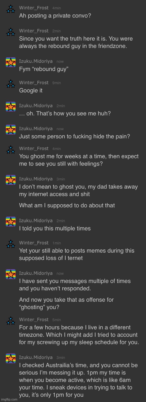 Throwback to when I broke up with Winter_Frost (Frost more or less cheated on me) | made w/ Imgflip meme maker