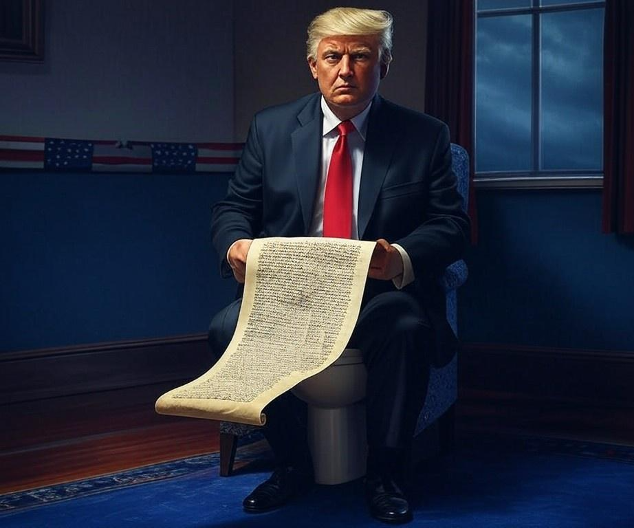 Donald Trump toilet Constitution Blank Meme Template