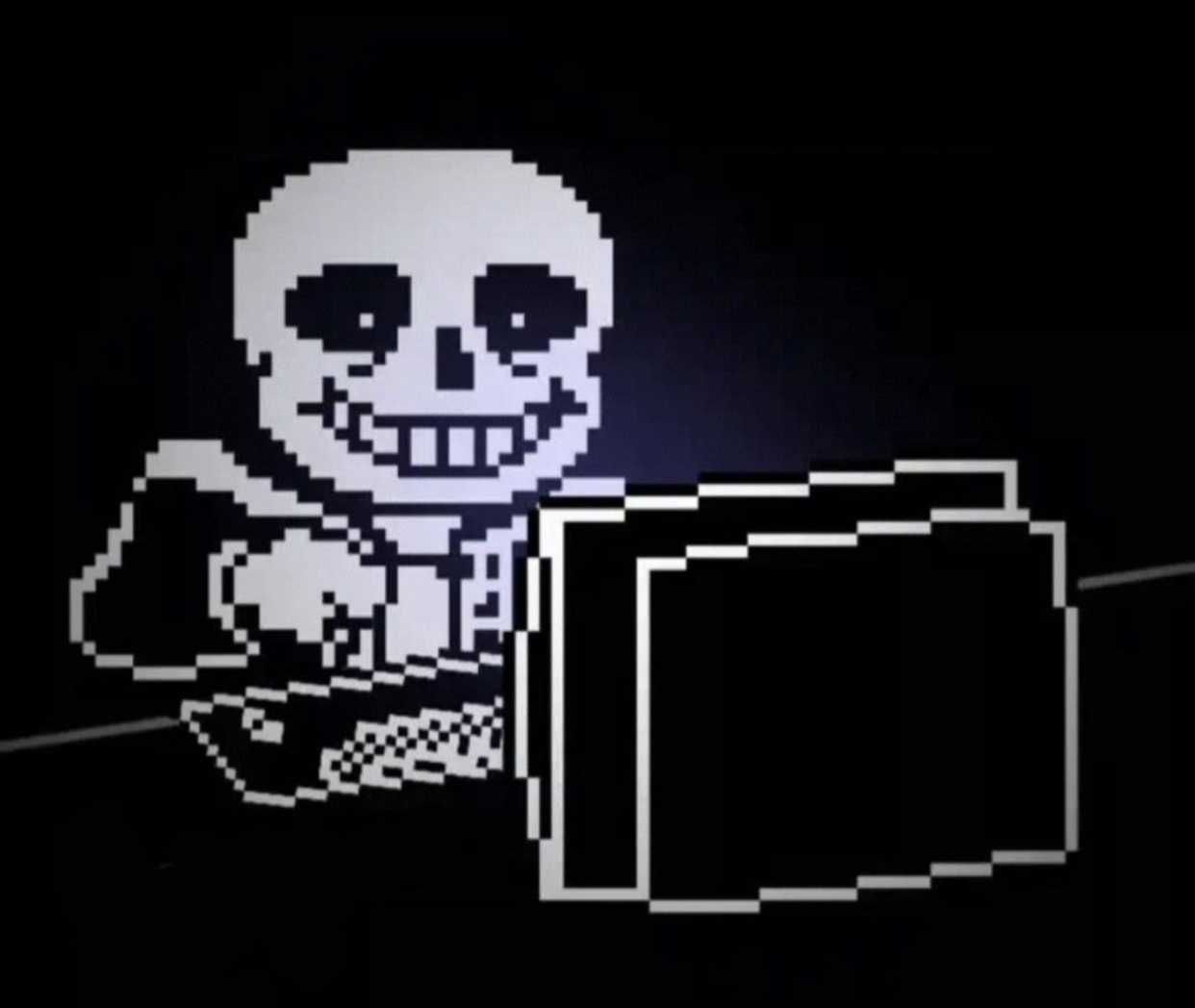 Sans on the computer Blank Meme Template