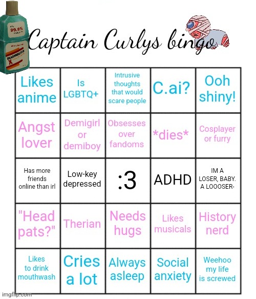 First time doing thisss | image tagged in captain curlys bingo | made w/ Imgflip meme maker